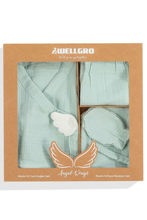 Premium Angel Wings Muslin Newborn Essential Set - 5 - Piece - TryAladdin