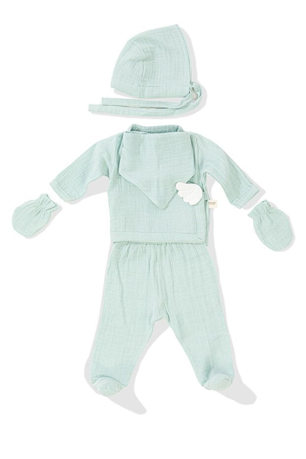 Premium Angel Wings Muslin Newborn Essential Set - 5 - Piece - TryAladdin