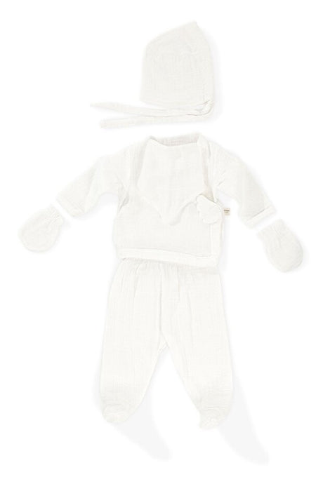 Premium Angel Wings Muslin Newborn Hospital 5 - Piece Set - White - TryAladdin