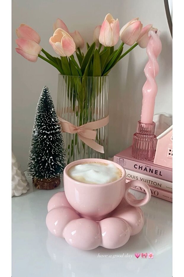 Premium Arvale Cloud Design Turkish Coffee Cup Set - 4 Piece, 90ml - TryAladdin