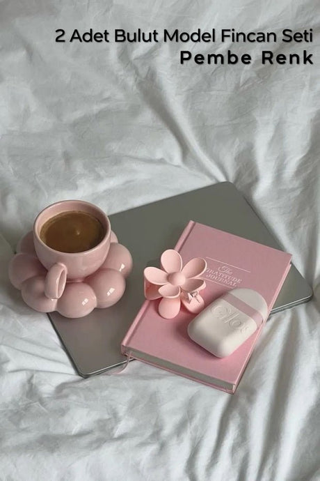 Premium Arvale Cloud Design Turkish Coffee Cup Set - 4 Piece, 90ml - TryAladdin