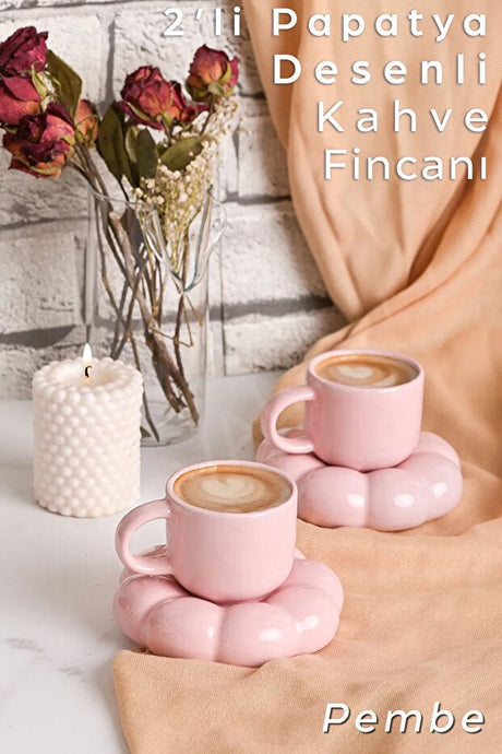 Premium Arvale Cloud Design Turkish Coffee Cup Set - 4 Piece, 90ml - TryAladdin