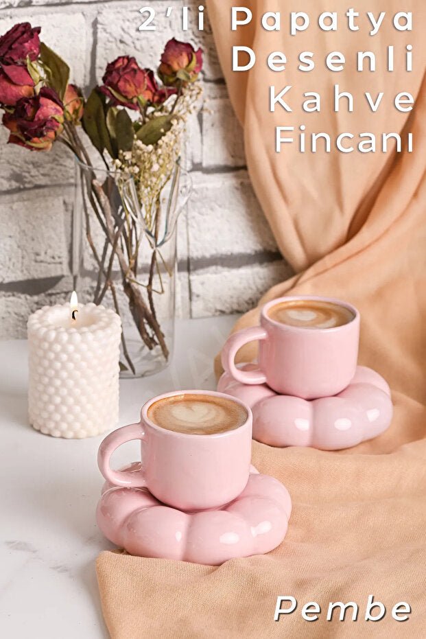 Premium Arvale Cloud Design Turkish Coffee Cup Set - 4 Piece, 90ml - TryAladdin