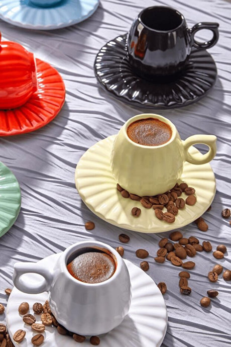 Premium Authentic Turkish Striped Pumpkin Model Coffee Cup Set - 12 - Piece Set - TryAladdin