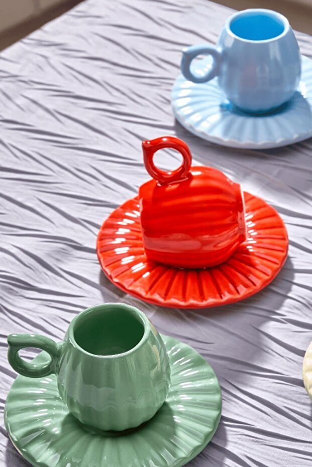 Premium Authentic Turkish Striped Pumpkin Model Coffee Cup Set - 12 - Piece Set - TryAladdin