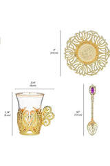 Premium Authentic Turkish Tea Set with Ottoman Motif & Spoons - 6 - Piece Set - TryAladdin