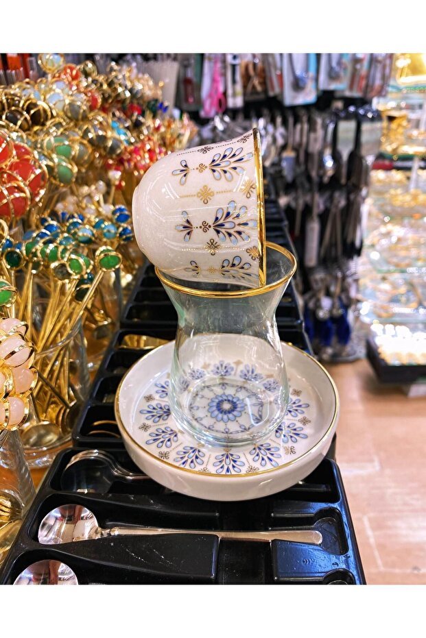 Premium Aybaba Mirra Gilded Coffee & Tea Glass Set - 18 - Piece Set - TryAladdin