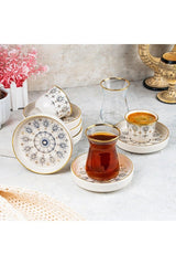 Premium Aybaba Mirra Gilded Coffee & Tea Glass Set - 18 - Piece Set - TryAladdin