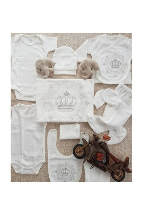 Premium Baby Boy 10 - Piece Crown Embroidered Hospital Set - 1 Set - TryAladdin