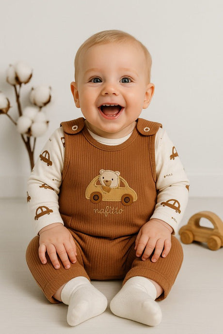 Premium Baby Boy 2 - Piece Car Embroidered Romper & Socks Set - Newborn - TryAladdin