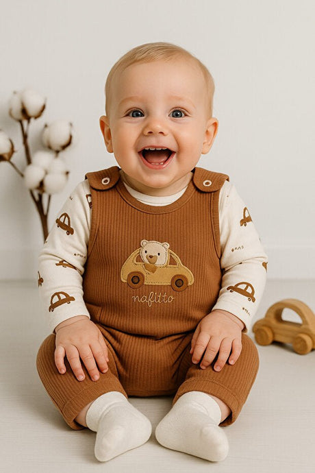 Premium Baby Boy 2 - Piece Car Embroidered Romper & Socks Set - Newborn - TryAladdin