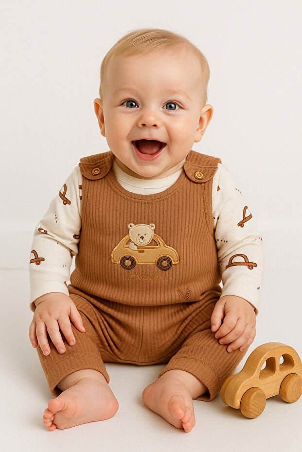 Premium Baby Boy 2 - Piece Car Embroidered Romper & Socks Set - Newborn - TryAladdin