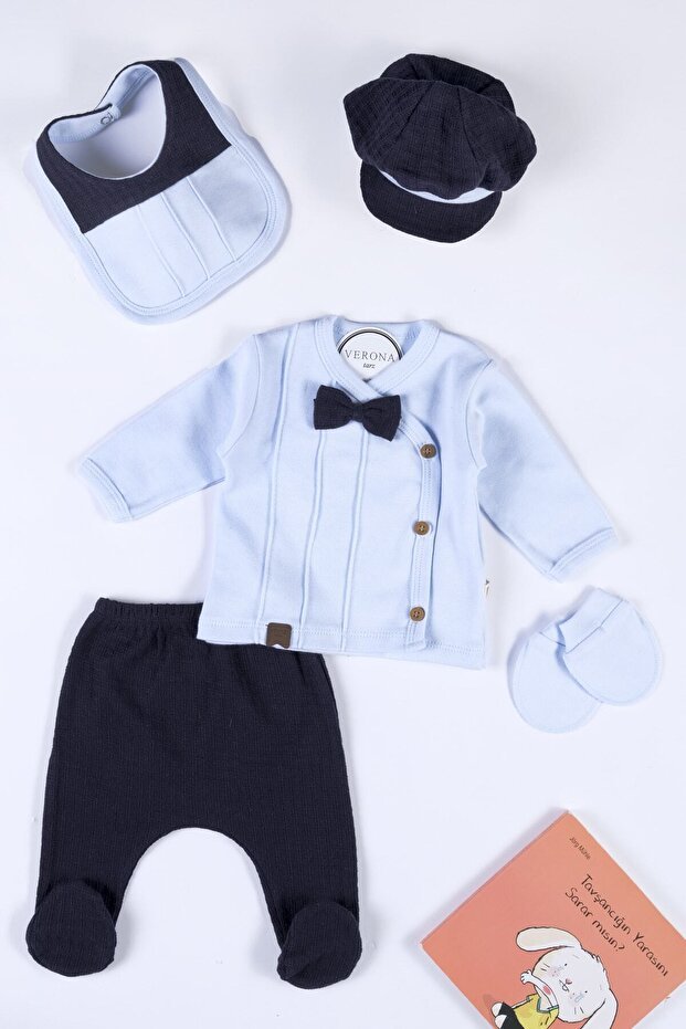 Premium Baby Boy 5 - Piece Hospital Exit & Newborn Outfit Set - Ribbed Cotton - TryAladdin