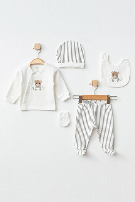 Premium Baby Boy Bear Embroidered Layette - 5 - Piece Set (0 - 3 Months) - TryAladdin