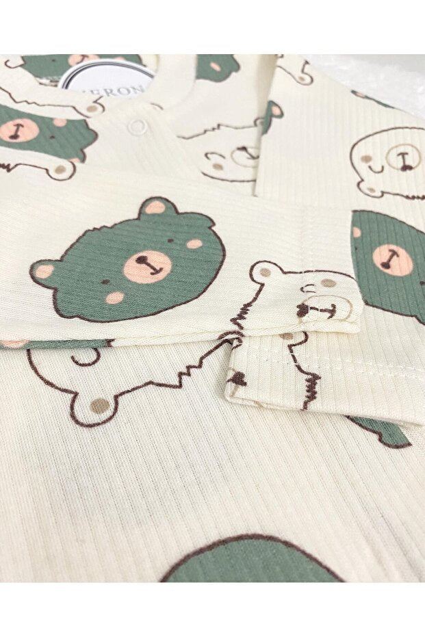 Premium Baby Boy Bear Patterned Newborn Bodysuit Set - 2 Piece - TryAladdin