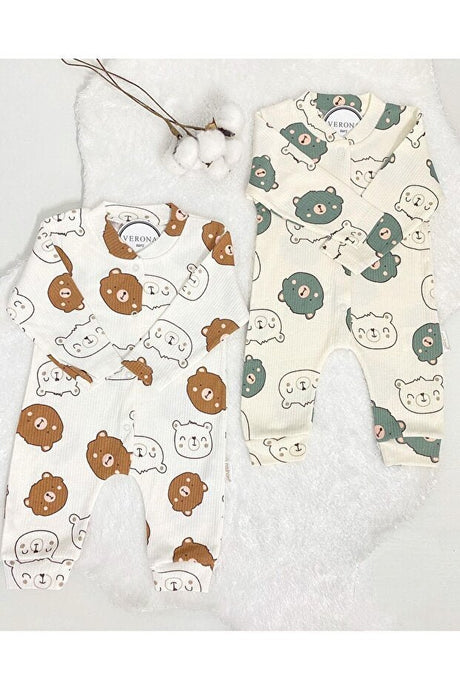 Premium Baby Boy Bear Patterned Newborn Bodysuit Set - 2 Piece - TryAladdin
