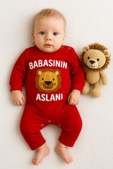 Premium Baby Boy 'Dad's Lion' Long Sleeve Romper - 1 Piece - TryAladdin