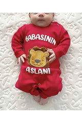 Premium Baby Boy 'Dad's Lion' Long Sleeve Romper - 1 Piece - TryAladdin