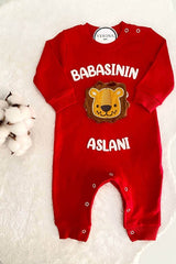 Premium Baby Boy 'Dad's Lion' Long Sleeve Romper - 1 Piece - TryAladdin