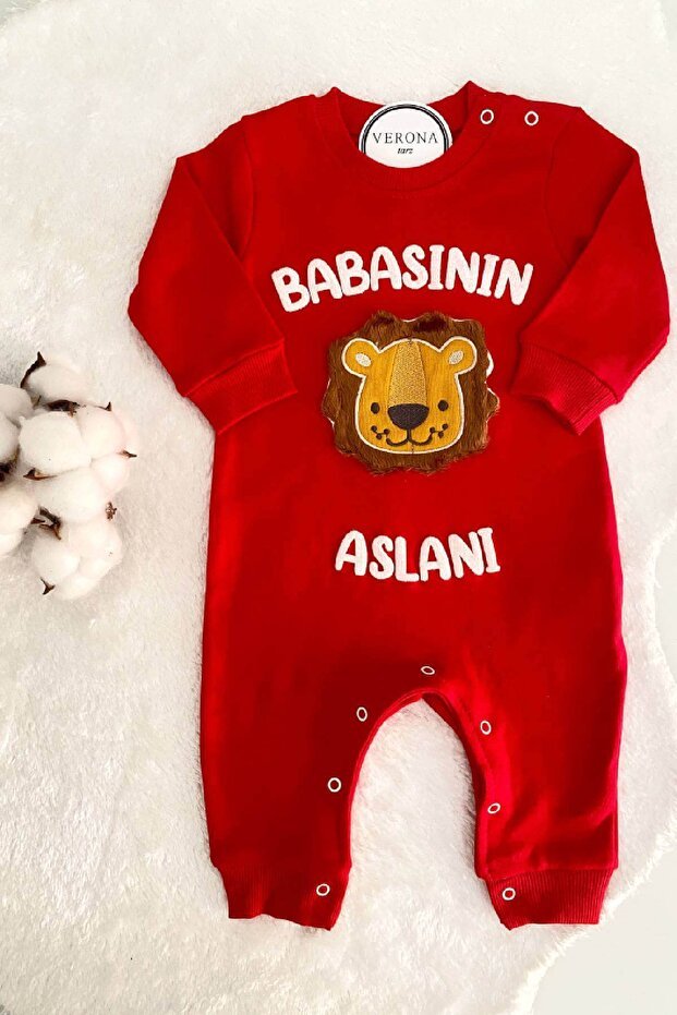 Premium Baby Boy 'Dad's Lion' Long Sleeve Romper - 1 Piece - TryAladdin