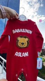 Premium Baby Boy 'Dad's Lion' Long Sleeve Romper - 1 Piece - TryAladdin