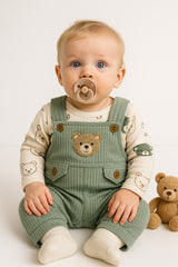 Premium Baby Boy Embroidered Bear Jumpsuit & Sock Set - 2 Piece - TryAladdin