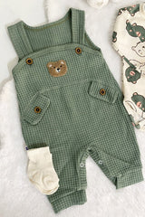 Premium Baby Boy Embroidered Bear Jumpsuit & Sock Set - 2 Piece - TryAladdin