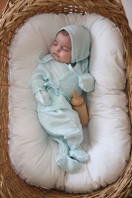 Premium Blue Cotton Muslin Newborn Hospital Exit Set - Newborn Size - TryAladdin