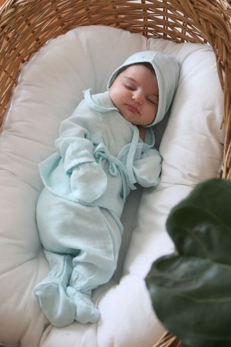 Premium Blue Cotton Muslin Newborn Hospital Exit Set - Newborn Size - TryAladdin