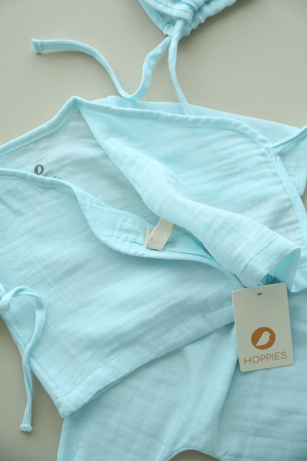 Premium Blue Cotton Muslin Newborn Hospital Exit Set - Newborn Size - TryAladdin