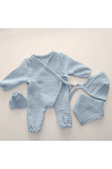 Premium Blue Muslin Newborn Hospital Discharge 4 Piece Set - TryAladdin