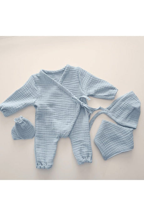 Premium Blue Muslin Newborn Hospital Discharge 4 Piece Set - TryAladdin