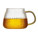 Premium Borosilicate Frosted Glass Mug with Gold Handle - 350ml - TryAladdin