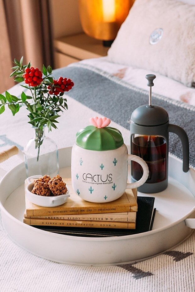 Premium Ceramic Cactus Mug with Spoon - Arma House - TryAladdin