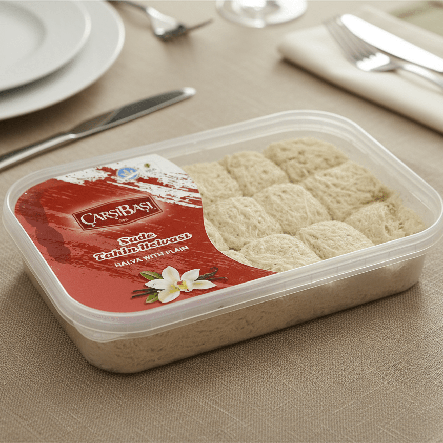 Premium Classic Plain Tahini Halva (Sade Helva) - 400g Block - TryAladdin