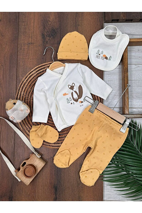 Premium Cotton Animal Print Newborn 5 - Piece Hospital Set - 450g - TryAladdin