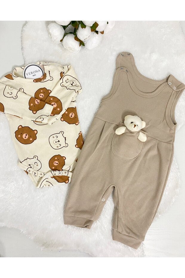Premium Cotton Baby Boy Bear Print 2 - Piece Outfit Set - Newborn - TryAladdin