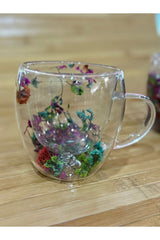 Premium Double Wall Floral Glass Mugs - 250ml (Set of 2) - TryAladdin