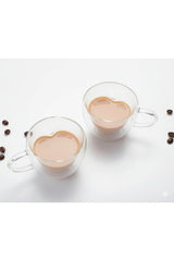 Premium Double Wall Heart Shaped Glass Mug Set - 2 Pcs - TryAladdin