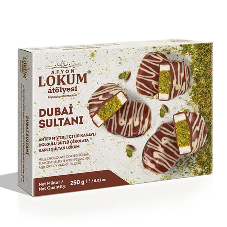 Premium Dubai Style Pistachio Kadayif Milk Chocolate Turkish Delight - 250g - TryAladdin