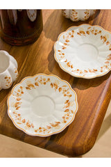 Premium Ecru Printed Porcelain Coffee Cup Set - 2 - Piece 90ml - TryAladdin