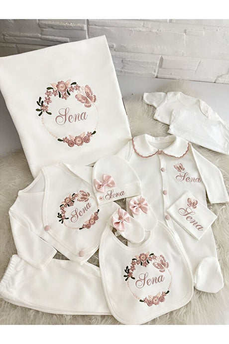 Premium Embroidered Baby Girl Hospital Exit Set - TryAladdin