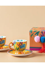 Premium English Home Exotic Wild Yellow New Bone China Coffee Cup Set - 4 - Piece - TryAladdin