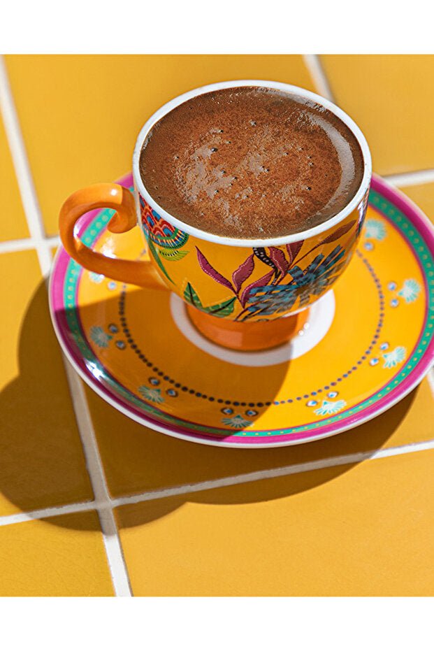 Premium English Home Exotic Wild Yellow New Bone China Coffee Cup Set - 4 - Piece - TryAladdin