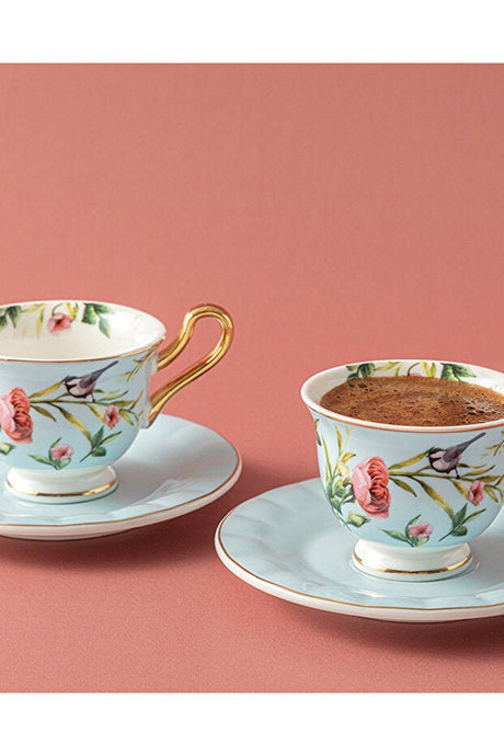 Premium English Home New Bone China Coffee Cup Set - Light Blue - 4 Piece - TryAladdin