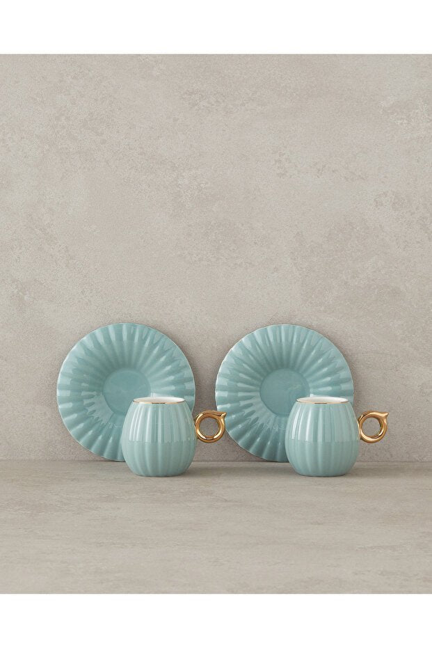 Premium English Home Polka New Bone China Mint Coffee Cup Set - 4 Piece - TryAladdin