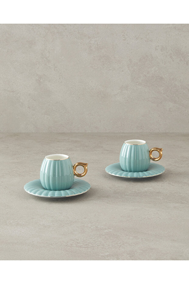 Premium English Home Polka New Bone China Mint Coffee Cup Set - 4 Piece - TryAladdin