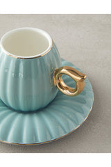 Premium English Home Polka New Bone China Mint Coffee Cup Set - 4 Piece - TryAladdin