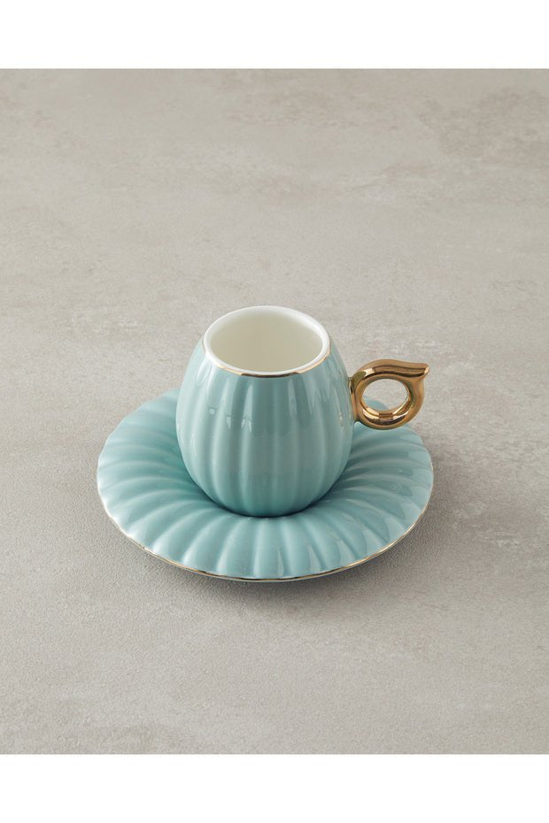Premium English Home Polka New Bone China Mint Coffee Cup Set - 4 Piece - TryAladdin