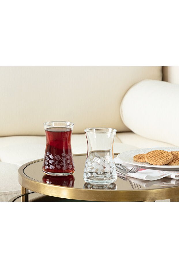 Premium Esperanza White Leaves Tea Glass Set - 6 - Piece - TryAladdin